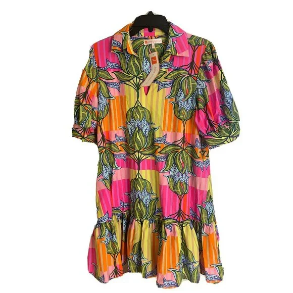 Jude Connally Tierney Mini Dress Women's Medium Lotus Print NEW W/TAGS $248 - Picture 1 of 11